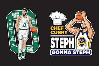 draw unique and modern basketball poster, sticker or nft