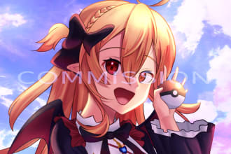 anime style character and background illustration