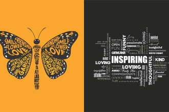 design modern typography and word cloud art in any shape