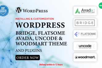 install flatsome, avada, uncode, bridge and woodmart theme