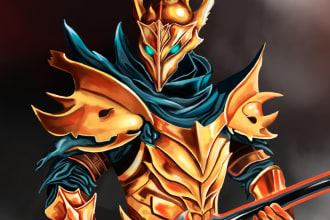 draw fantasy character in souls like style