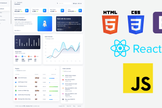 design admin dashboard for you with HTML CSS and reactjs