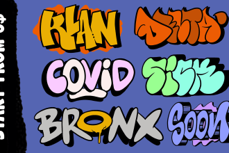 design custom font with graffiti acid graphic for your brand