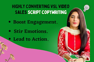 write a killer vsl video sales script copywriting