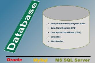 write sql queries,create erd,dfd,cdm,database for you