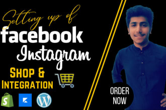 set up instagram shopping, facebook shop and integrate with shopify, etsy store