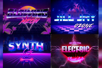 create a neon 80s retro vhs cinematic movie style 80s logo