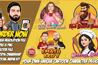 design custom cartoon logo for fast food, bakery, kitchen