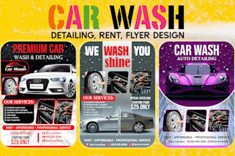design professional car wash flyer, auto detailing poster
