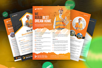 design construction, handyman, roofing, architect, renovation, promotional flyer