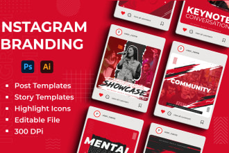 design instagram branding kit, instagram post in adobe illustrator or photoshop