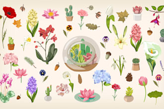 design vector botanical illustrations of flowers or any plants