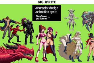 pixel art creations, animations and character design