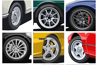 draw car wheel vector illustration automotive for t shirt design