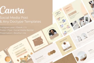 create canva social media templates, instagram, ebook, presentation