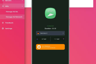 make VPN app and admin panel for passive income