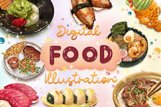 create any food illustration in realistic 2d for you