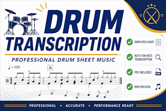 professionally transcribe drum notation from any song