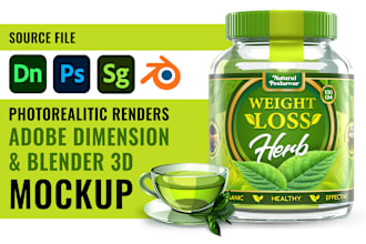 create 3d bottle and jar mockup in adobe dimension