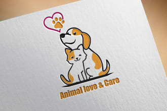 design pet, dog, cat, animal and veterinary clinic logo