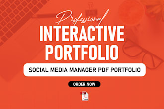 design interactive portfolio PDF for architecture, UX UI, social media manager