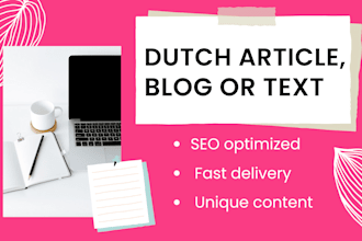 write a dutch SEO optimized blog, article or text