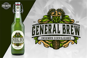 design awesome unique brew beer vintage logo and your brand