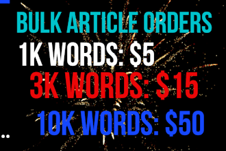 write bulk SEO articles and blog posts for you