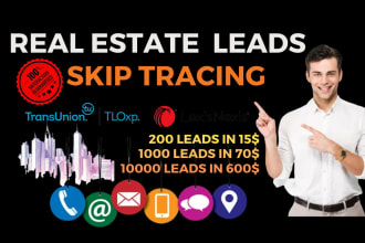 provide motivated seller and cash buyers real estate leads and bulk skip tracing