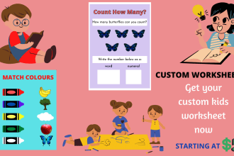 design custom children worksheets, activity books