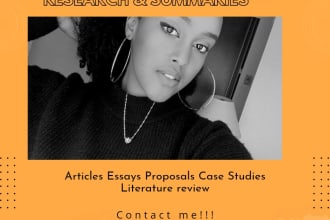 do research, summaries and proposal writing