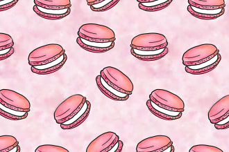 create a unique seamless pattern in line art x watercolor
