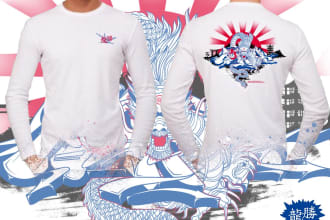 draw t shirt design on graffiti art, japanese art