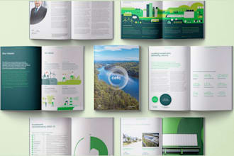 design annual report, company profile, proposal, and employee handbook