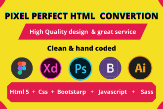 convert figma to html,xd to html,psd to html with responsive