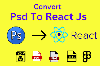 convert psd to react and figma to react responsive design