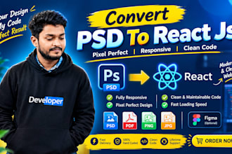 convert psd to react and figma to react responsive design