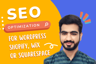 do on page SEO optimization of wordpress, shopify, wix or squarespace