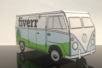 make a papercraft classic vw bus with your logo on it