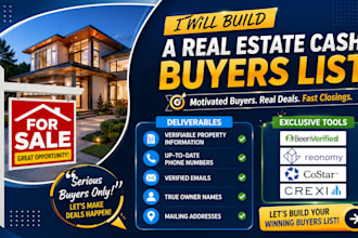 build list of usa real estate cash buyers and investors