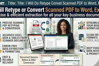 retype or convert scanned pdf to word, excel