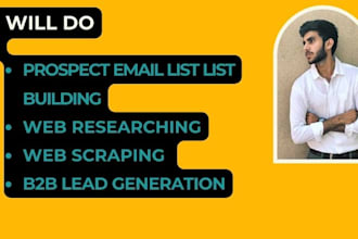 do prospect email list building, online researching, and email hunting