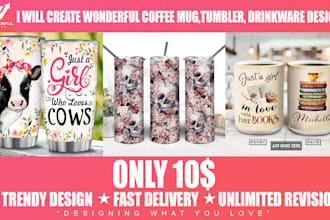 create wonderful coffee mug, tumbler, drinkware designs