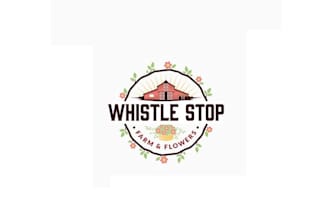 design whistle stop farm and flowers logo