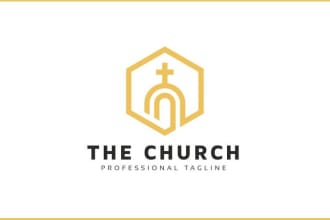 do awesome christian,religious or ministry unique minimalist church logo
