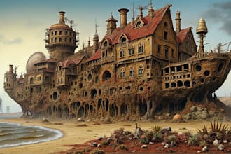 create ai 2d, scifi, fantasy, environment concept art