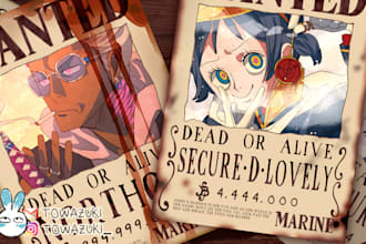 draw custom one piece wanted poster