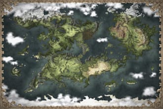 create a beautiful fantasy map in 4k for you