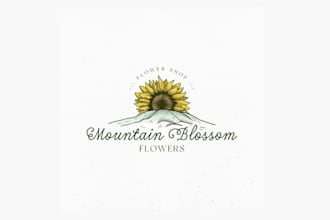 design an floral, flower, hand drawn, art, garden logo