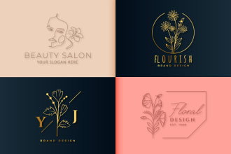 design a minimal hand drawn feminine botanical boho logo